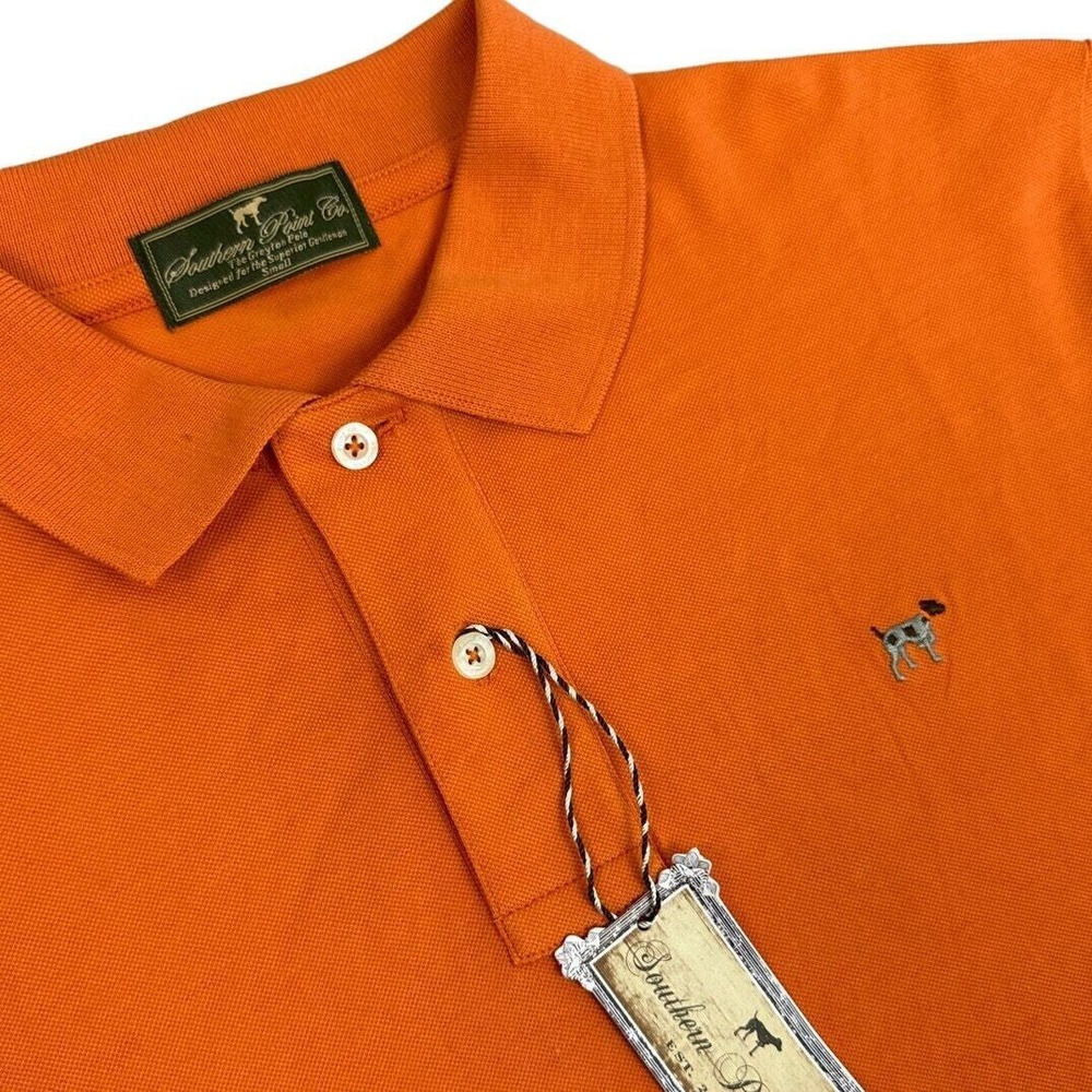 Southern Point Co Greyton Polo Shirt Mens Small Orange Preppy‎ New W/ Flaw